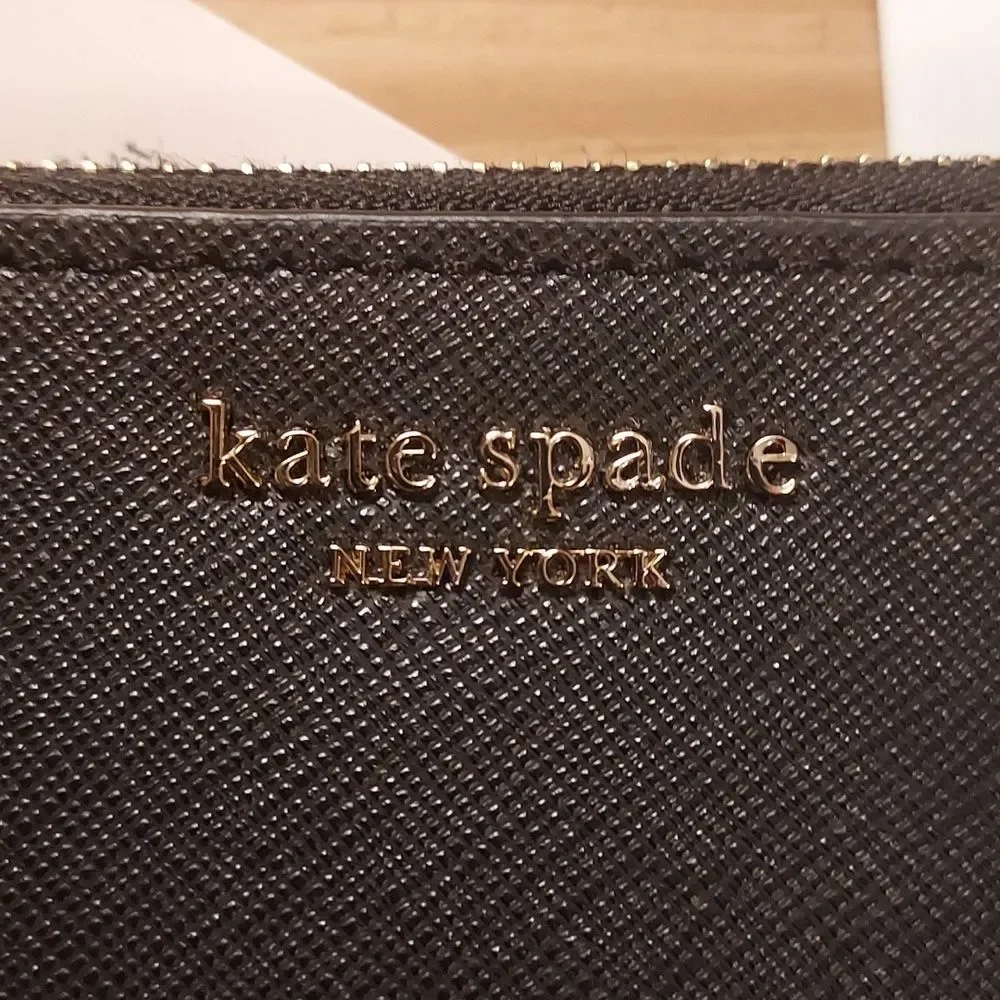 Kate Spade Black Wallet Medium Zip Wristlet Phone Wallet Cameron